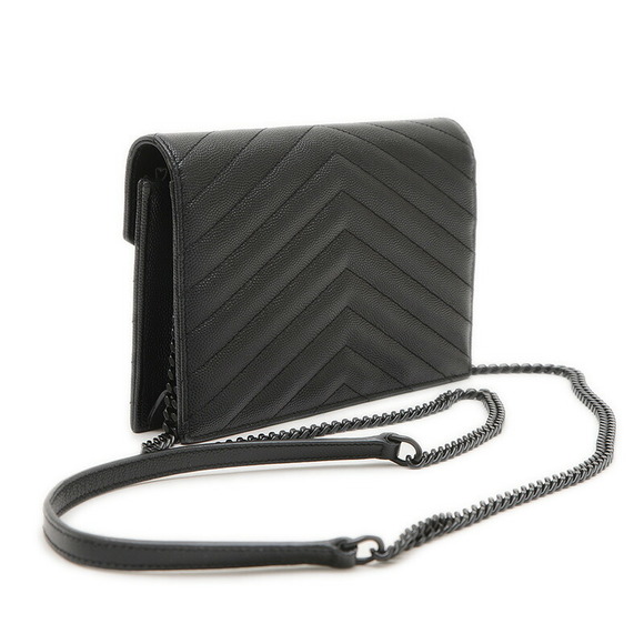 Saint Laurent Wallet Chain Paris Monogram Envelope Leather Black - Picture 1 of 6